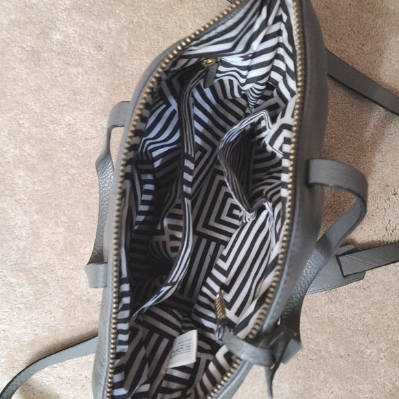 Ladie's Genuine Kate Spade SATURDAY gray leather small crossbody satchel bag - Picture 2 of 8